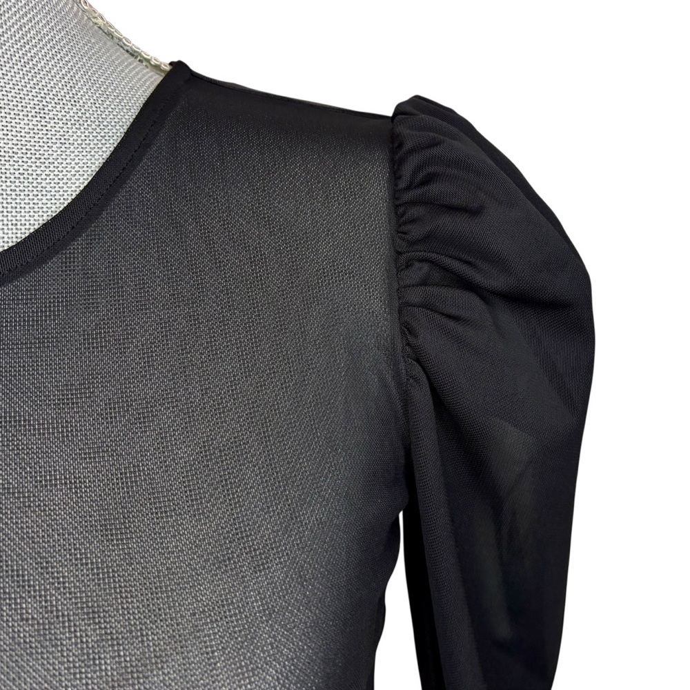 Forever 21 Black Sheer Mesh Puff Sleeve Top - Picture 2 of 7